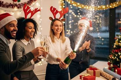 Foto: Personen bei Weihnachtsfeier